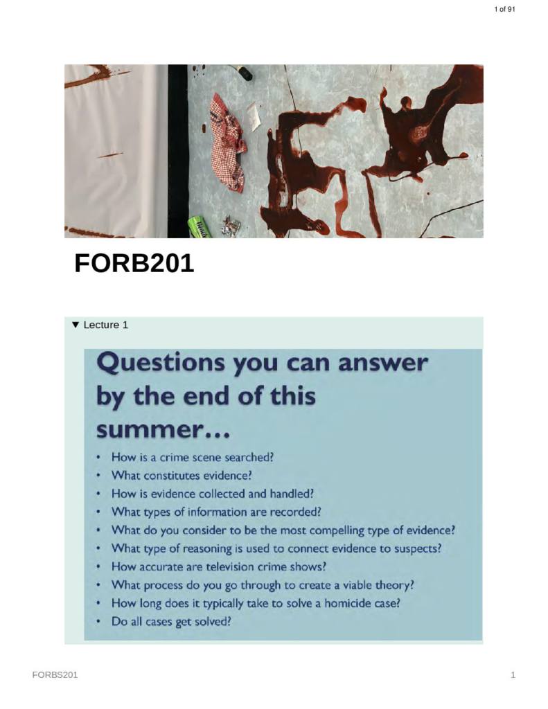 Forensic Biology (FORB201) notes
