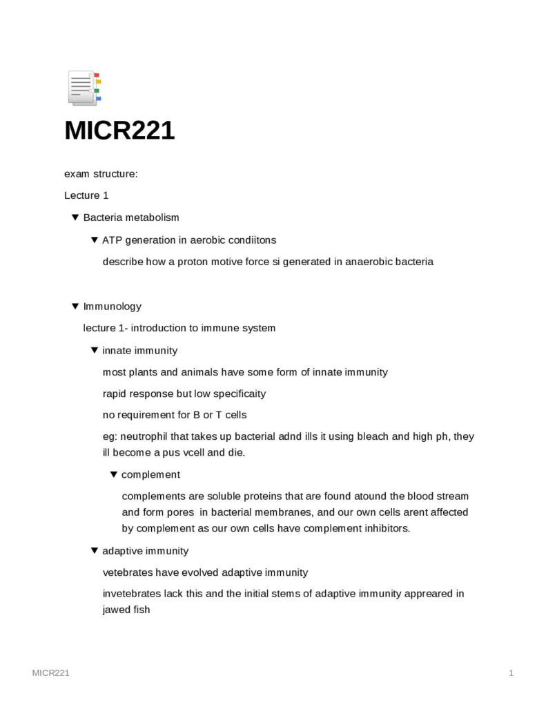 Microbes to Medicine (MICR221) notes