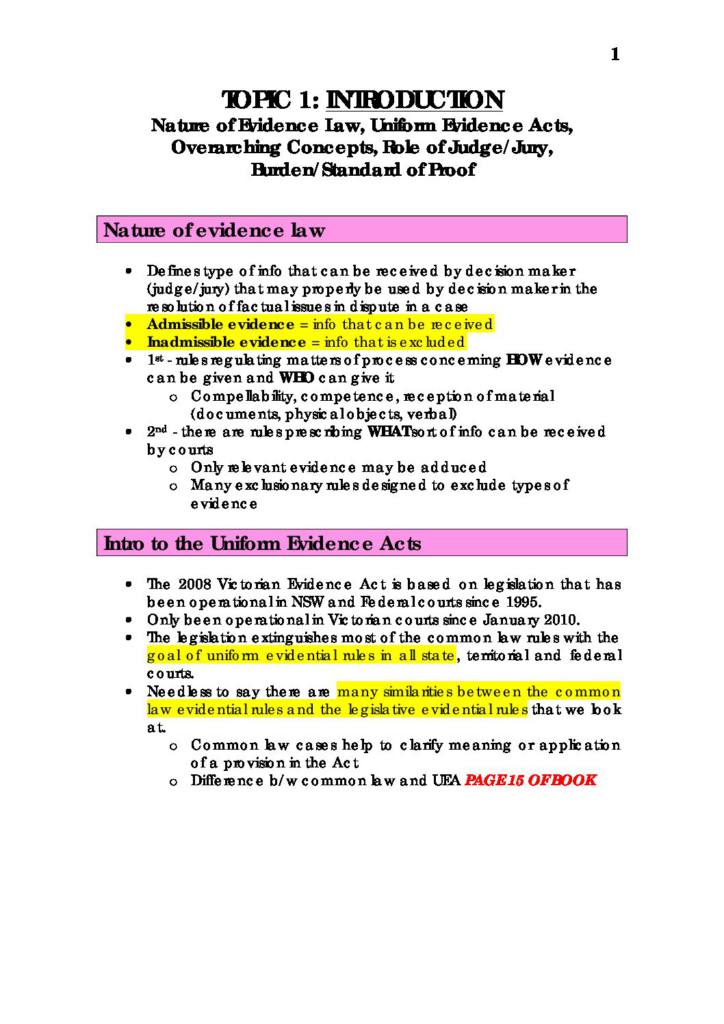 Evidence Law (MLL334) full notes