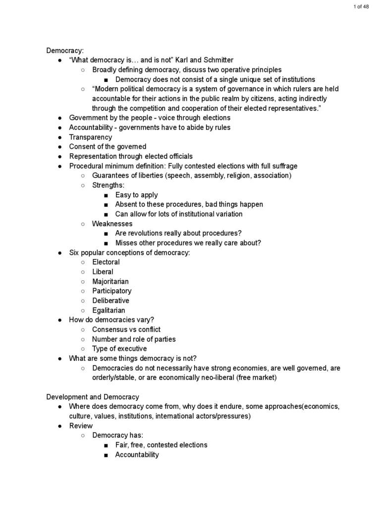 Introduction to Comparative Politics (POLS 1202) full lecture summary