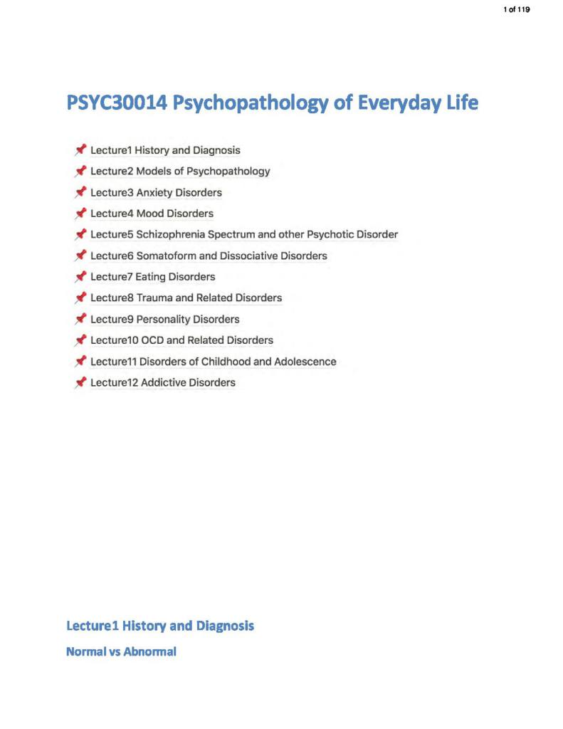 The Psychopathology of Everyday Life (PSYC30014) notes