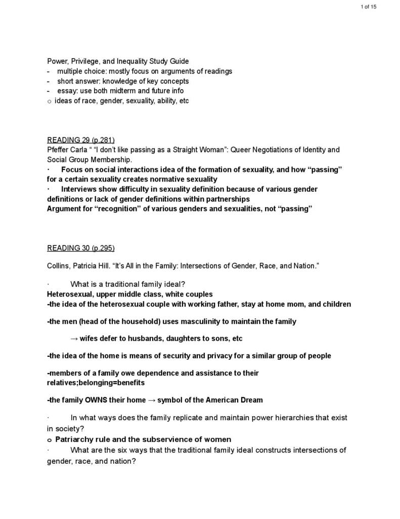 Power, Privilege, and Inequality (SOCY-210) notes