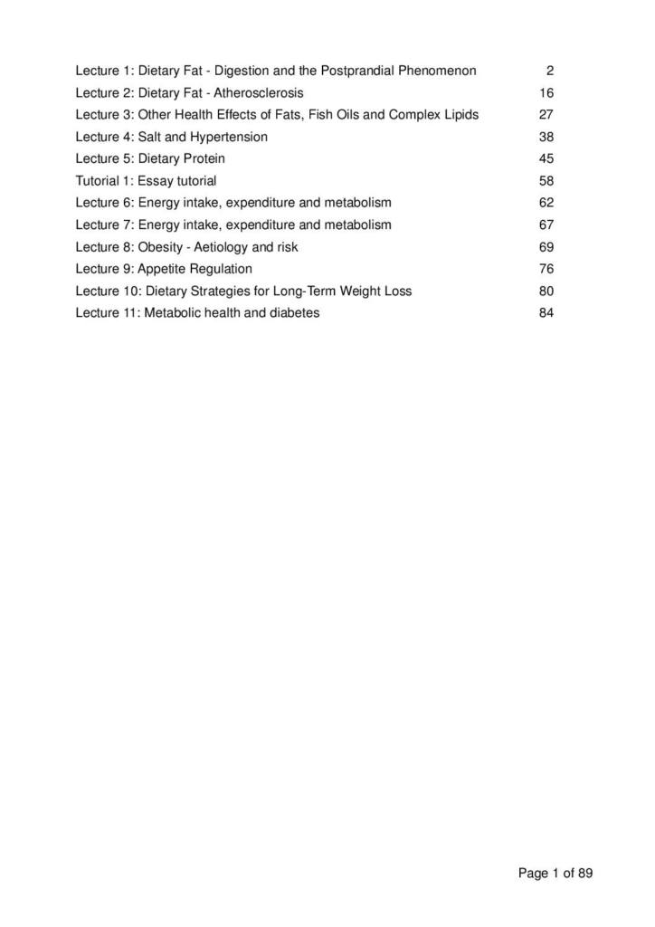 Nutritional Science (BIOSCI 358) complete lecture notes