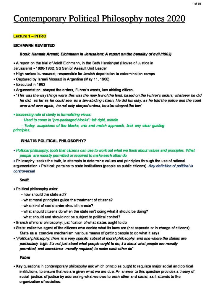 Contemporary Political Philosophy (CPP) notes