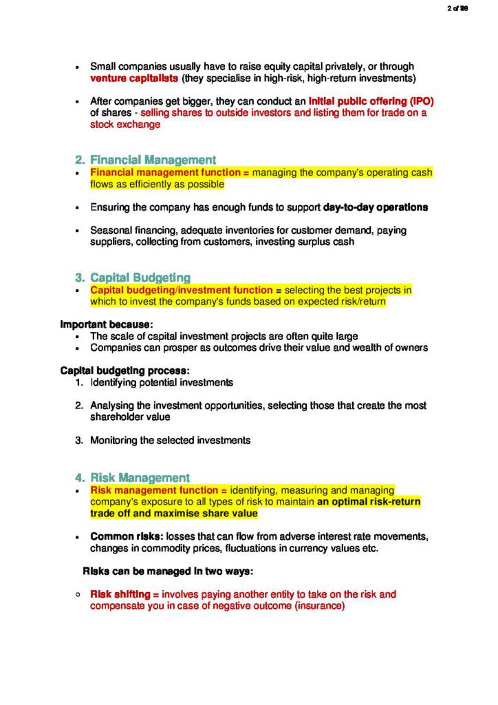 Principles of Finance (FNCE10002) textbook notes | StudyLast