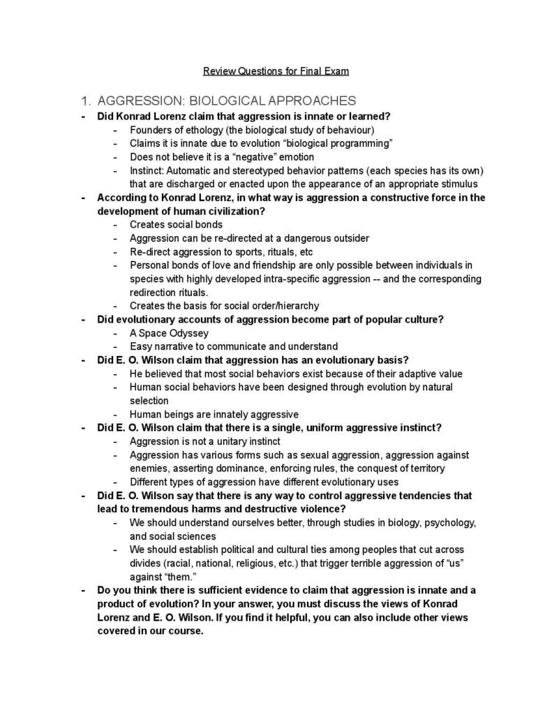 The Science of Human Nature (HPS110H1) exam notes