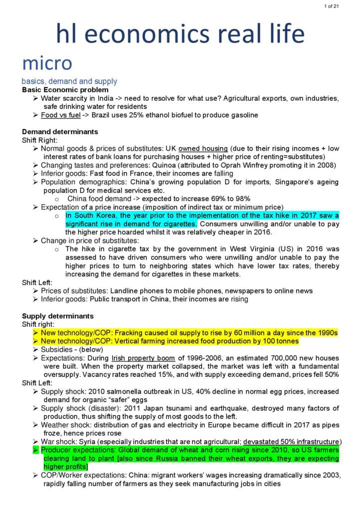 IB Economics (HL&SL) real-world examples