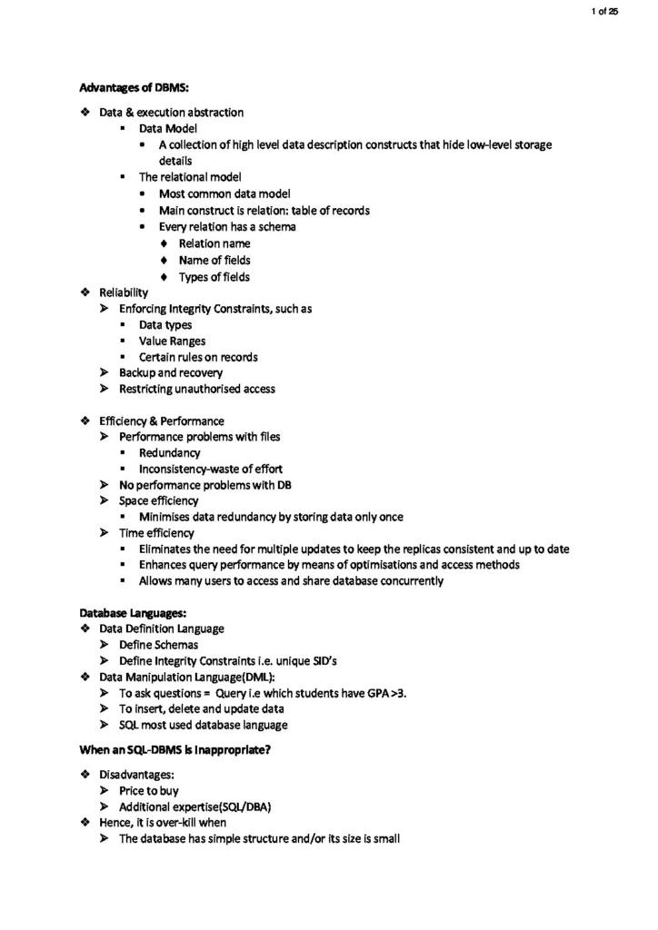 Relational Database Systems (INFS2200) notes