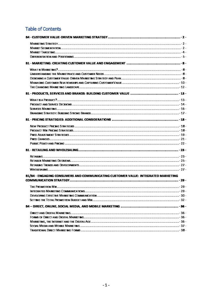 Marketing & Sales (RBS IB) Year 1 notes