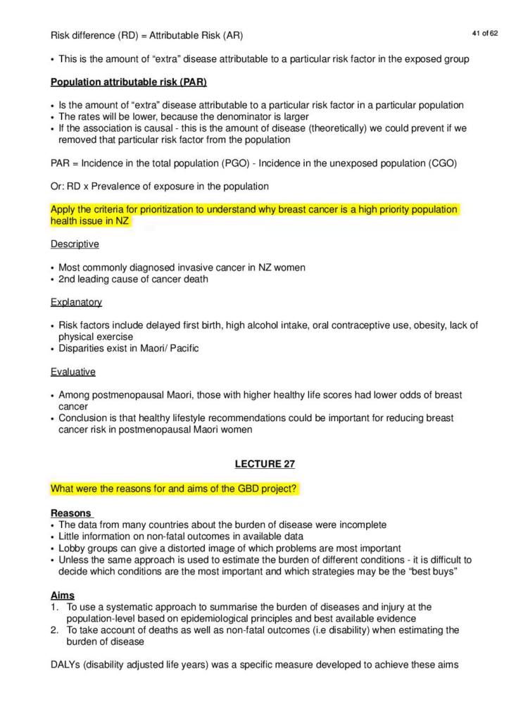 Population Health (POPLHLTH 111) complete lecture notes