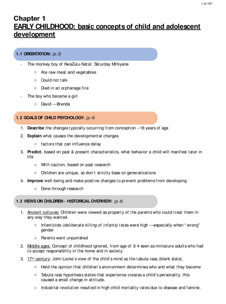 Human Development (Psychology 223) summary notes
