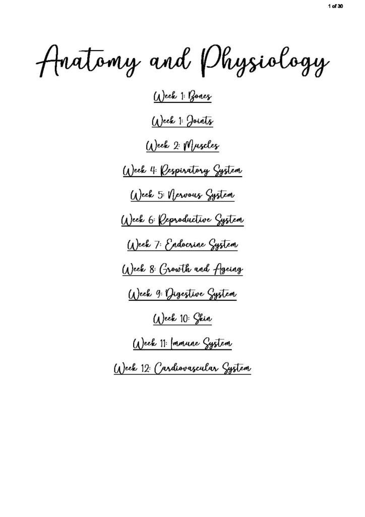 Anatomy and Physiology (C101) module notes