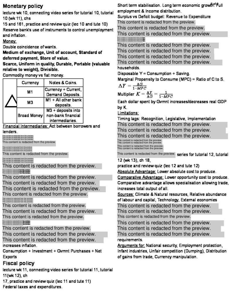 Economics (BSB113) final exam notes