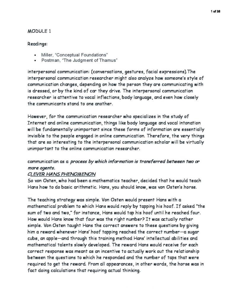 Introduction to Communication Studies (CMNS 110) module notes