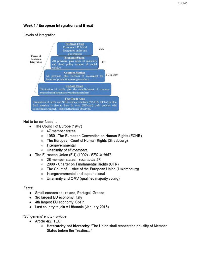 European Union Law (LAW2230) notes