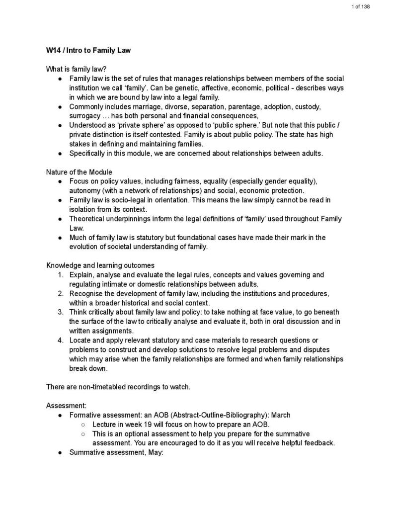 Family Law (LAW2330) notes