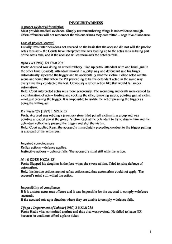 Criminal Law (LAW 201A/B) A+ revision notes