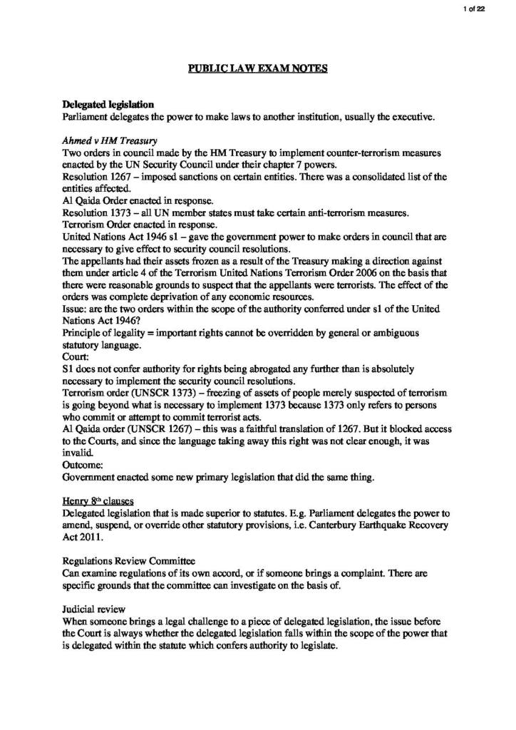 Public Law (LAW 211A/B) A+ revision notes