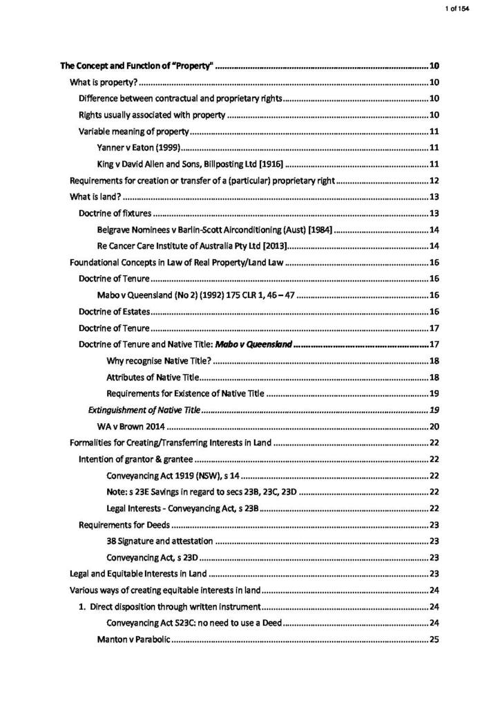 Intro to Property and Commercial Law (LAWS2012 & LAWS5008) detailed notes