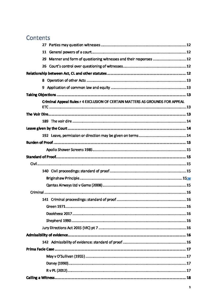 Evidence (LAWS2016 & LAWS5013) legislation notes with cases for a HD