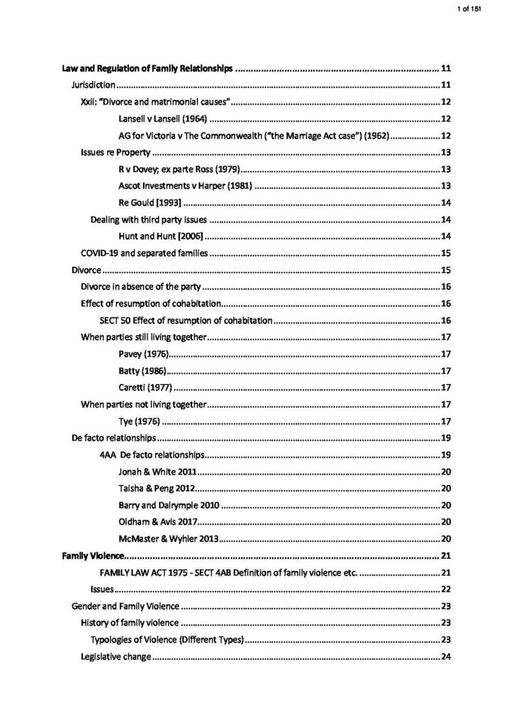 Family Law (LAWS3432 & LAWS5132) detailed HD notes