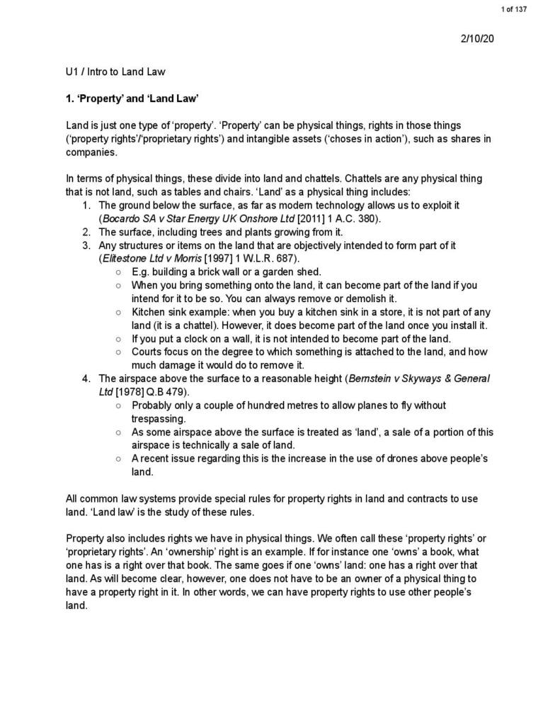 Land Law (LAW2270) notes
