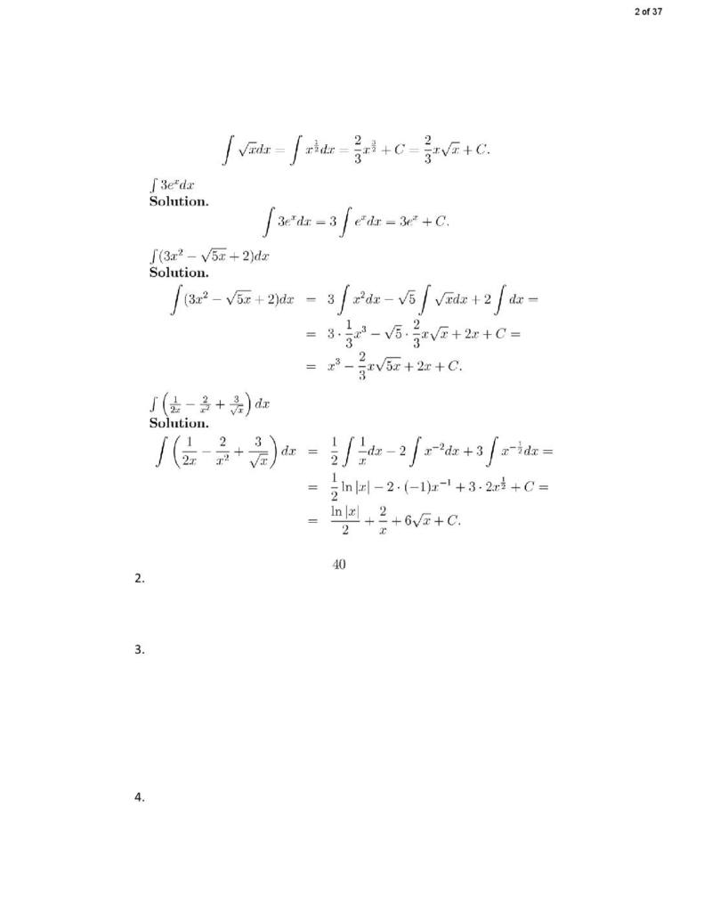 Integral Calculus (MATH 180) problem solutions