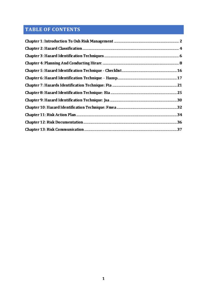 OSH Risk Management (Bachelor of OSH) notes
