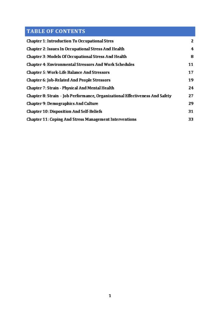 Occupational Stress (Bachelor of OSH) notes