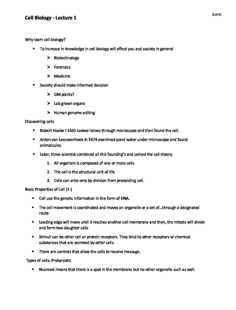 Cell Biology (BIOB10H) midterm exam notes