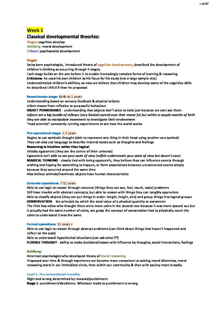 Child And Adolescent Health (HNN300) exam notes