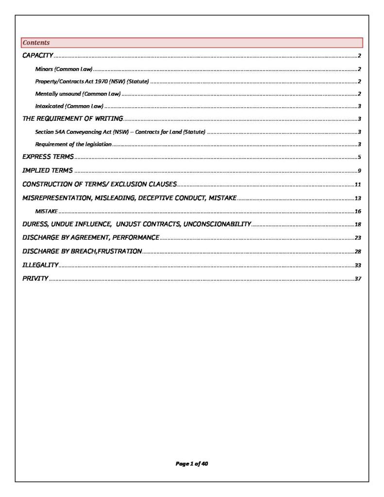 Contracts (LAWS1200) HD exam notes