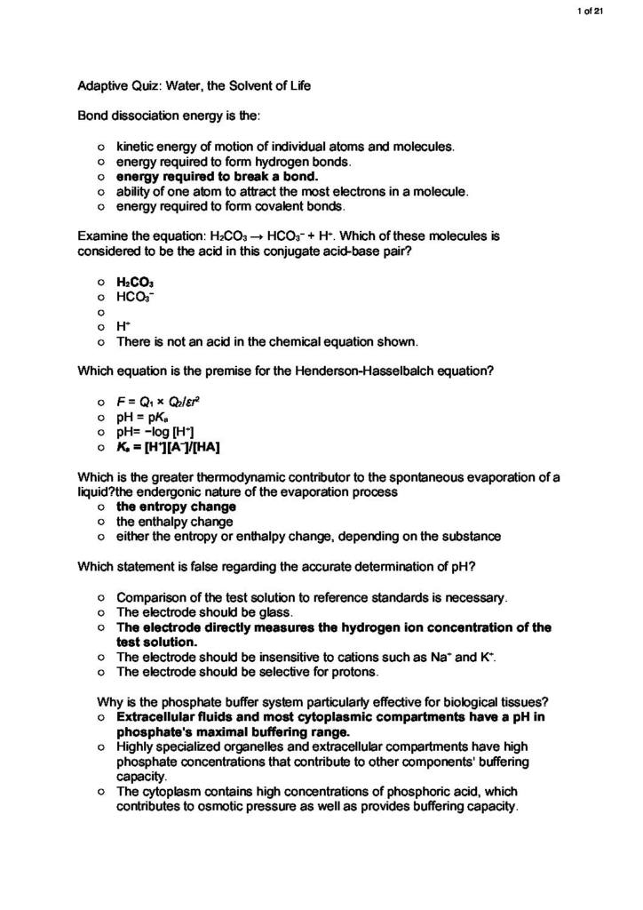 Biomolecules (BC2001) practice MCQs with answers
