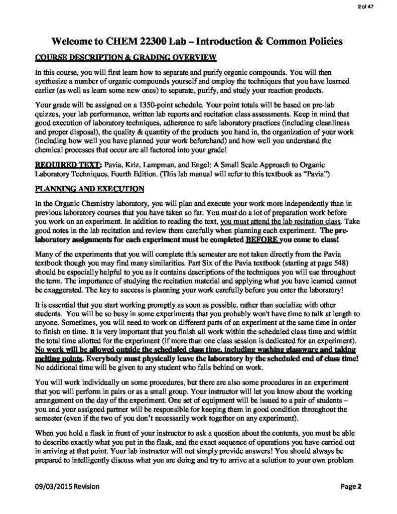 Organic Chemistry Lab I (CHEM 223) revision notes