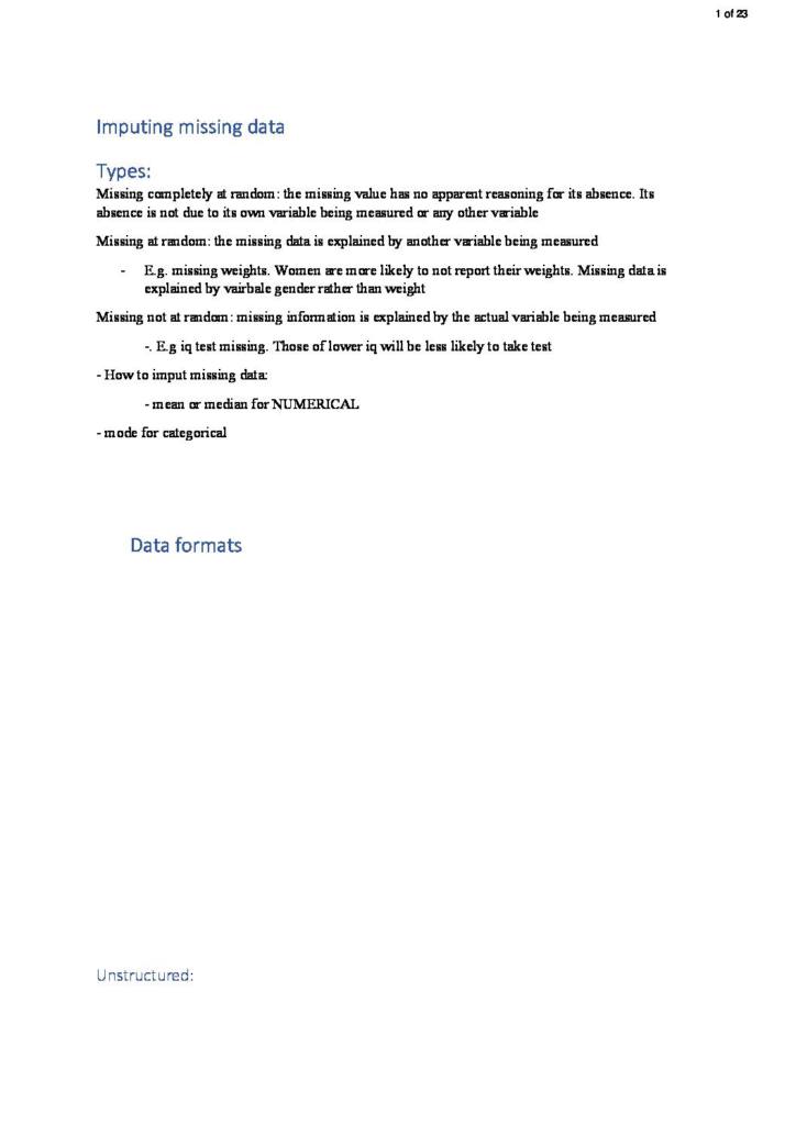 Elements of Data Processing (COMP20008) exam notes