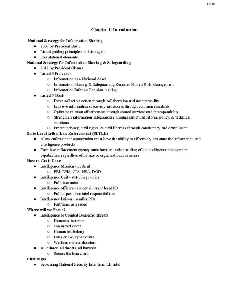 Intelligence, Policing, and Counterterrorism (LAWJ 05329) notes