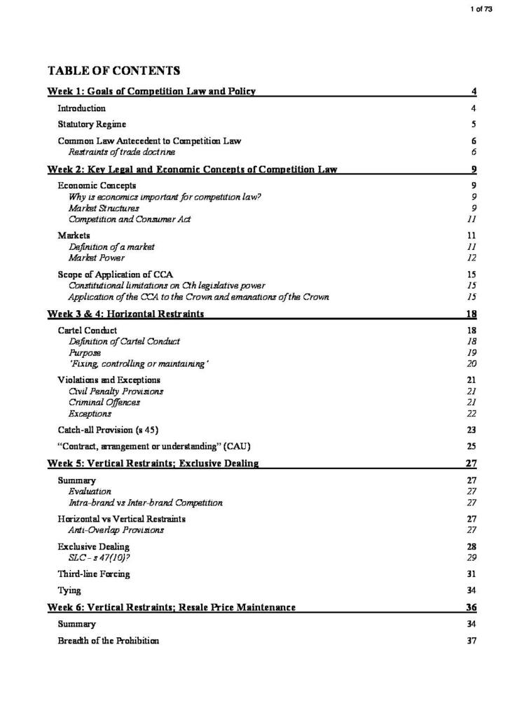 Competition Law (LAWS5119) final exam notes