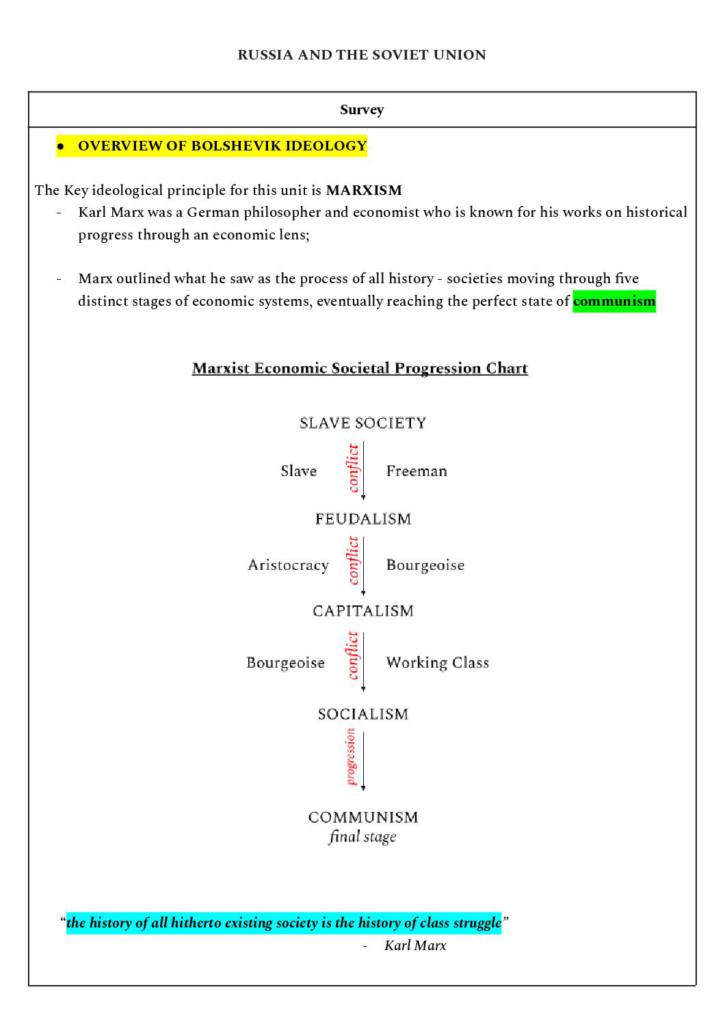Russia and the Soviet Union HSC full topic notes (95 int. mark)