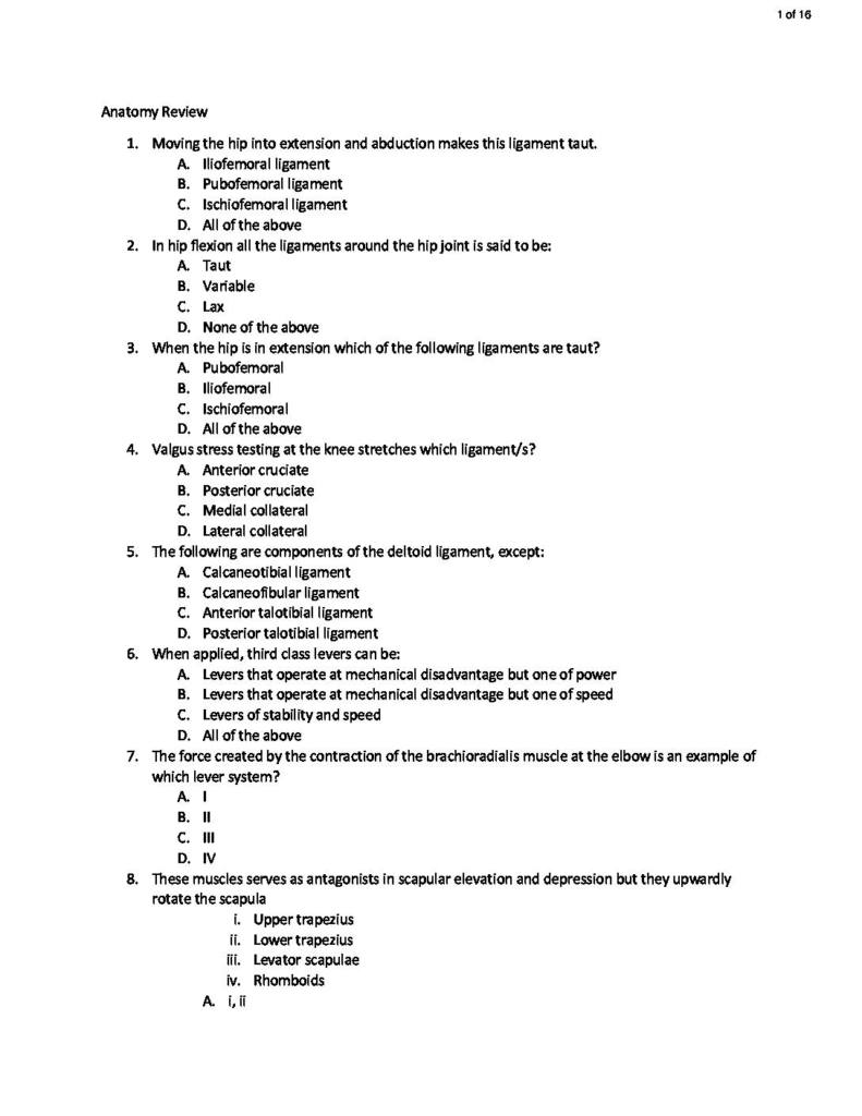 100 Anatomy MCQs with Answers