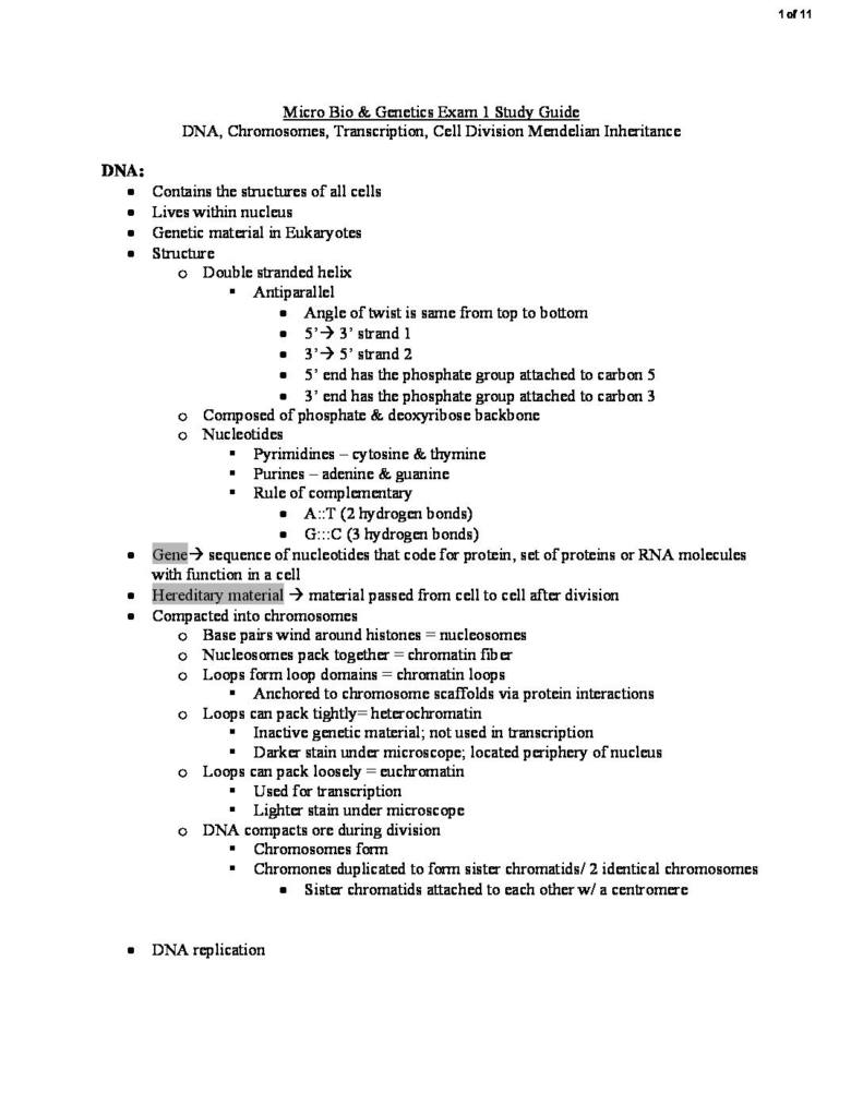 Microbiology and Genetics (BIO 1181) exam notes