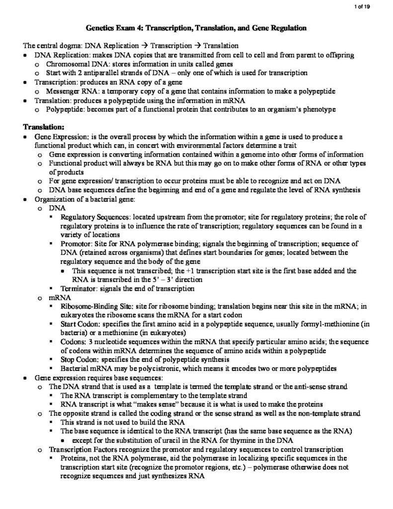 Genetics (BIOS 2600) Exam 4 notes