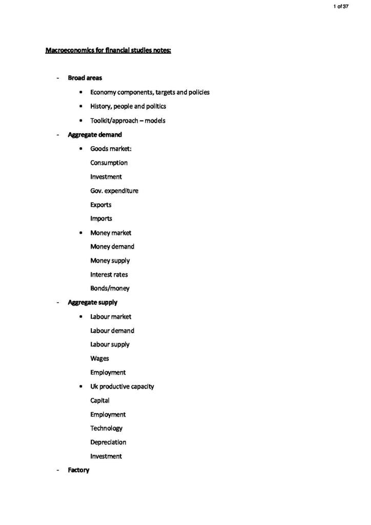 Macroeconomics for Financial Studies (BSB030) exam notes