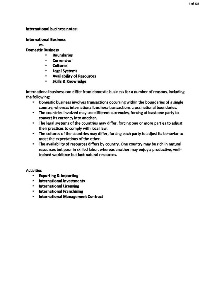 International Business (BSB050) notes