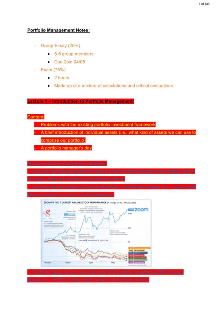 Notes for Portfolio Management (BSC014) at Loughborough University ...