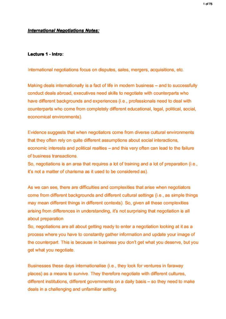 International Negotiations (BSC053) notes