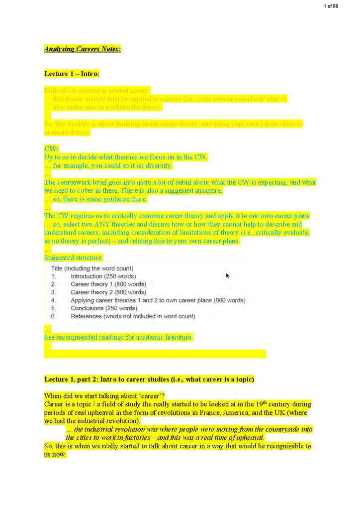 Analysing Careers (BSC080) notes