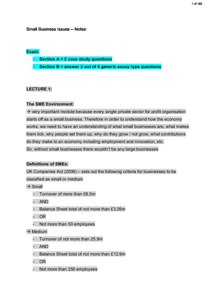 Small Business Issues (BSC132) notes