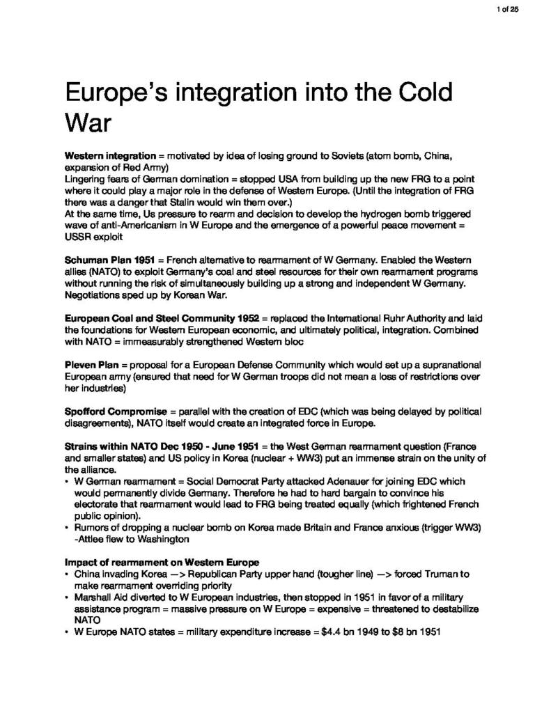Cold War 1950-1975 (CI A Level) International History revision notes