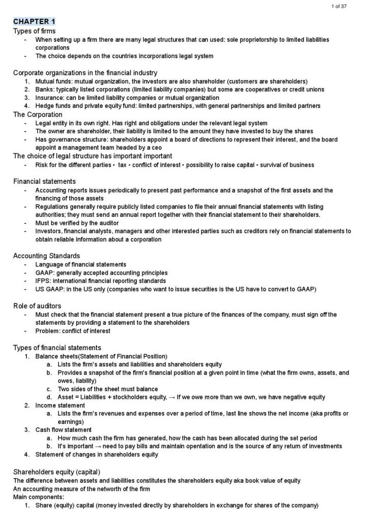 Introduction to Financial Markets (FINA 1303) midterm notes