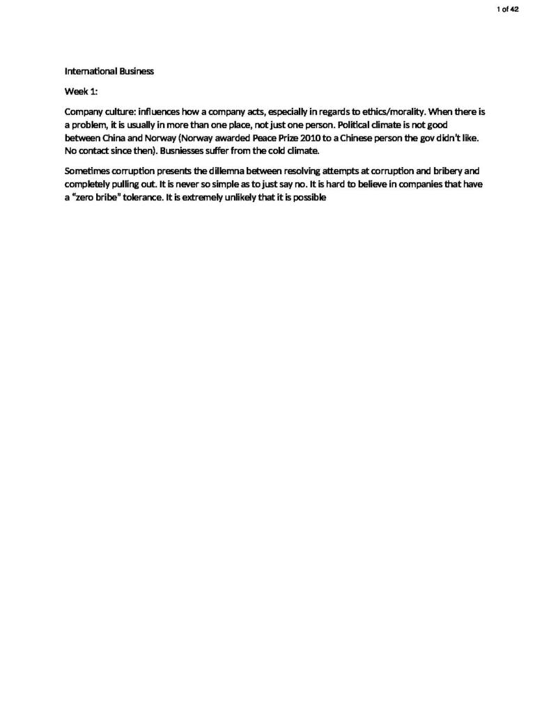 Introduction to Global Business (I BUS 300) notes